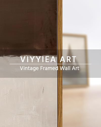VIYYIEA Modern Abstract Framed Wall Art, Brown Grey Wall Art Bedroom Neutral Decor, Canvas Print Color Pictures, Living Room Vintage Decor, 12x16 inch - 5