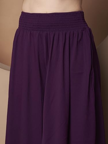 Image of KZULLY | Palazzo for Women | Solid & Printed | Stylish Wide-Leg | Comfortable Elastic Waist Bottomwear