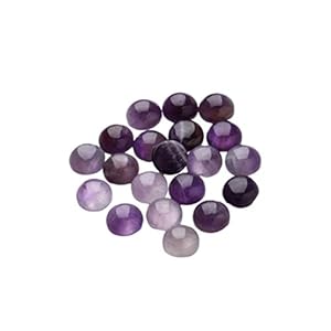 HEALLILY 20pcs Natural Amethyst Round Cabochon Stones Flat Back Beads Gemstones Dome Cameos for DIY Craft Jewelry Making (Purple)12mm
