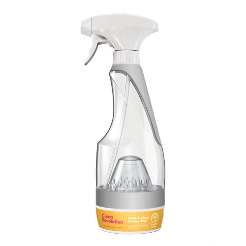Clean Revolution Multi Surface Cleaner Kit Reusable Spray Bottle + 1 Refill Pod Dreamy Citrus Scent Makes 6 bottles/84 Total oz Eco Friendly Product Biodegradable Plant Based Non Toxic, 2 Piece Set