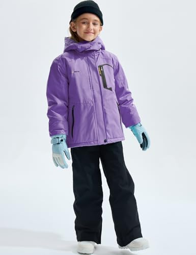 GEMYSE Boy's Winter Waterproof Ski Jacket Mountain Windproof Fleece Coat with Hood