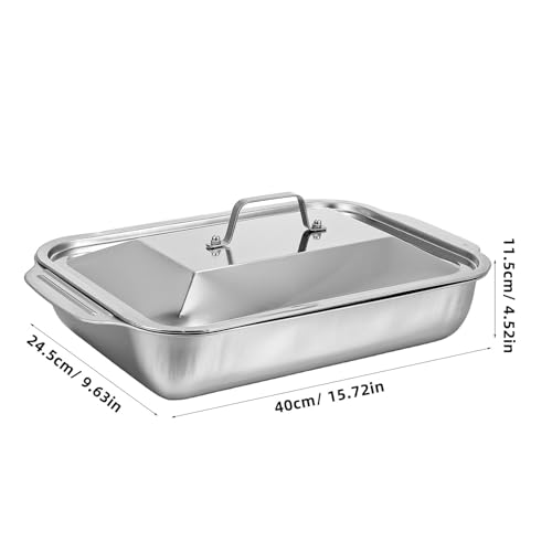 Plat de cuisson rectangulaire inox anti-projections avec couvercle