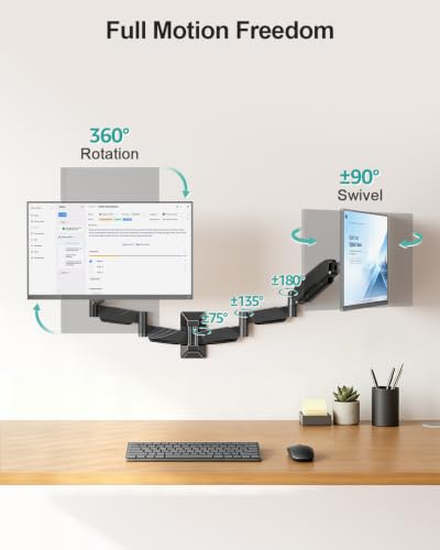 Image of MOUNT PRO Long Arm Dual Monitor Wall Mount for Max 32 inch Screens, Max 17.6lbs