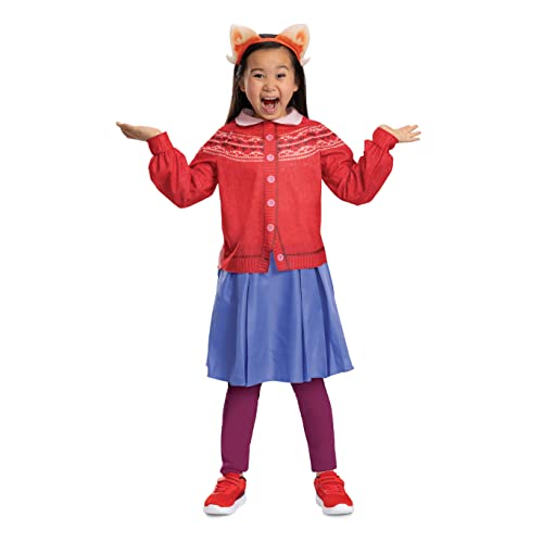 mei costume for kids, official disney turning red costume with panda ears headband, child size medium (7-8)