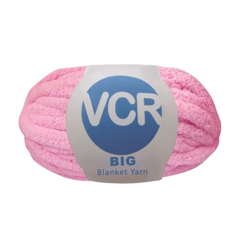 Image of VCR Bubbly Pink Yarn, 200 Grams Big Chunky Hank, 22 Meters Length, Suitable for Knitting Blankets and Pillows, 100% Polyester Yarn Ball for Crochet DIY, Soft Threads, Pack of 1