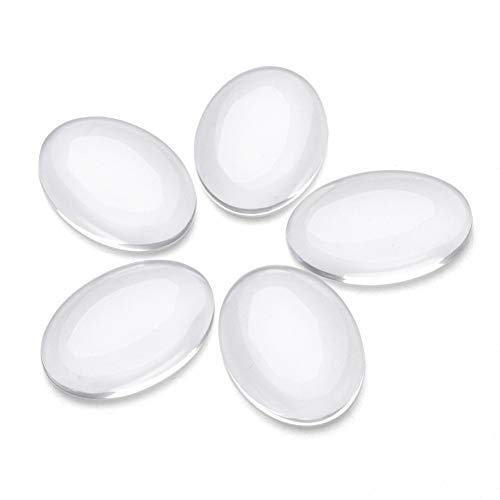 Craftdady 200Pcs Transparent Glass Cabochons 25x18mm Oval Clear Glass Flat Back Dome Tile Cabochons Covers for Photo Pendant Jewelry Making