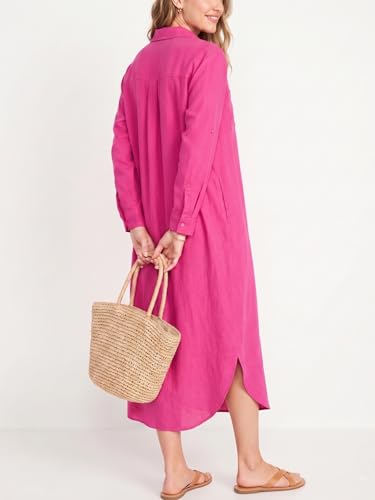 Image of Kuraki Women's Casual Print Button Front Maxi Shirt Dress