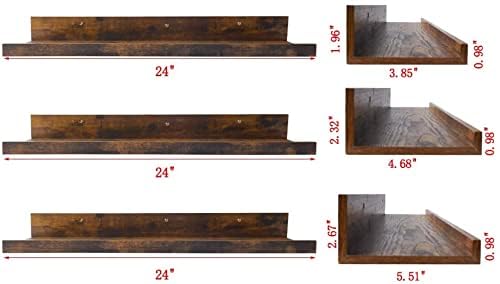 Image of Floating Shelves Wall Mounted Set of 3, Rustic Large Wall Shelves Picture Ledge Shelf for Bedroom | Living Room | Bathroom Kitchen, 3 Different Sizes