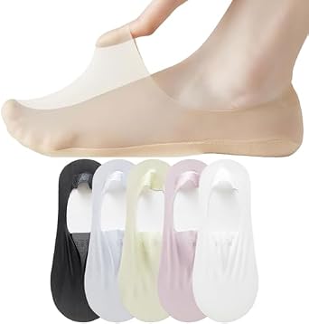 Ice Silk Invisible Boat Socks,Breathable Ankle Thin No Show Socks for Women Non Slip h 5PCS