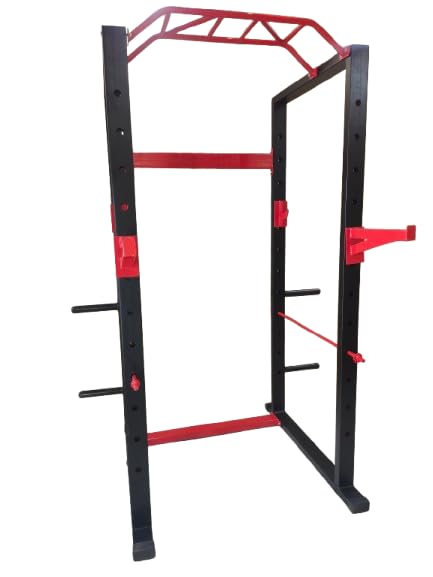 Image of Commercial Power Rack - Heavy-Duty 4x2 Squat Rack with Monkey Bar, J-Hooks, Squat Locks & Olympic Weight Plate Storage|Adjustable Strength Training Cage for Home Gym & Commercial Use (TC301)
