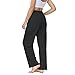 HMIYA Jogginghose Damen Baumwolle Freizeithose Lang offenem Boden Yogahose Sporthose Geradem Bein Hose mit Taschen(Schwarz S/30L)