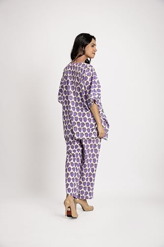 Image of Cotton Floral Printed 2 Piece Night Suit Top & Pajama Set for Women & Girls