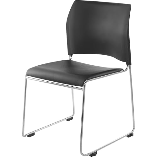 National Public Seating 8700 Series Vinyl Cafetorium Stacking Chair, Black (8710-11-10)