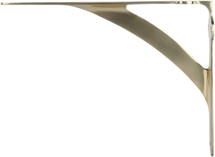 Set of 2 Shelf Brackets for 6", 8", 10" Shelves - Polished Brass Finish - 7.88" X 5.88" Heavy Duty Brass L Brackets for Wall Shelves Hardware Included,