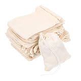 Alipis 60個棉製巾着袋 リユース可能なモスリンポーチ 調理用 スパイスコーヒー用 サシェバッグ 家用収納に 素材 生地バッグ