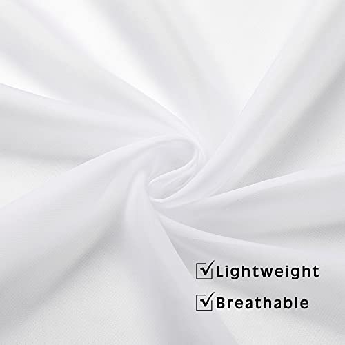 Image of OVZME White Sheer Window Valance Curtains, Light Filtering Kitchen Valances Windows Treatment, Small Voile Sheer Curtains for Living Room /Bathroom /Basement, Top Dual Rod Pocket, 2PCS