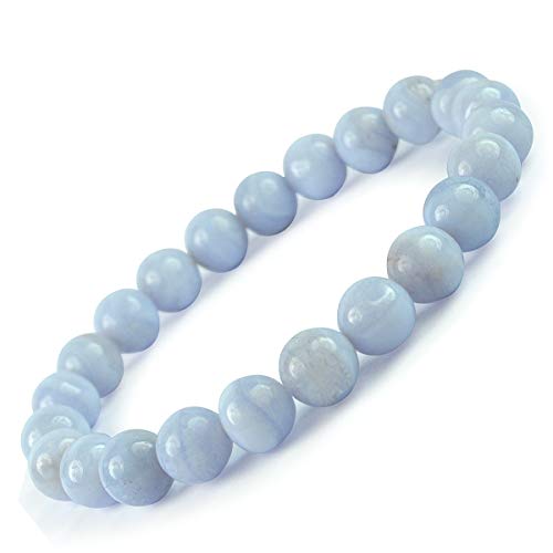 Bracelet agate dentelle bleue 8mm un cadeau de guérison spirituelle unique