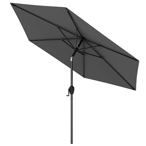 FANTASK Ombrellone da spiaggia da 230 cm, con 6 nervature e manovella, pieghevole su entrambi i lati di 35°, ombrellone da giardino, terrazza, per giardino, balcone, terrazza (antracite)