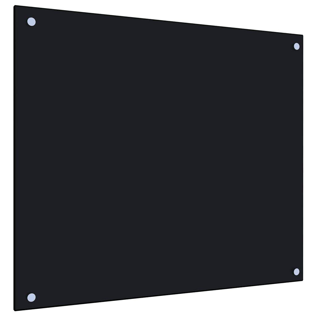 vidaXL Kitchen Backsplash Black 70 x 60 cm Tempered Glass