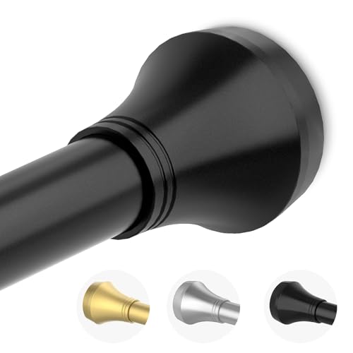 Authandis Black Shower Curtain Rod Spring Tension 30 to 75 Inch,1 Inch Diameter Adjustable Shower Tension Rod for Closet,Shower Rods for Bathroom