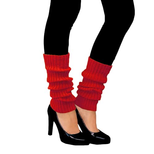 Oblique Unique Sexy Damen Stulpen Rot - Beinstulpen Damen & Mädchen für 80er Jahre Outfit 80s Motto Party Fasching Karneval Tanzen Aerobic Kostüm Accessoires