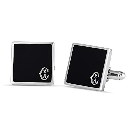 CHARRIOL Classic Stainless Steel Onyx Square Cufflinks