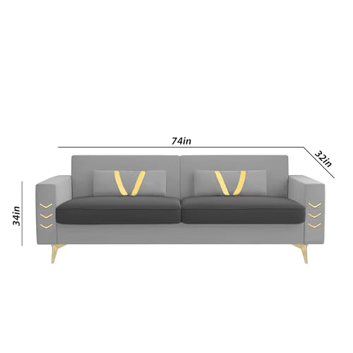 Image of BRAXTONE Derby 3 Seater Sofa Set for Living Room (Black Grey Fabric) Premium Fabric Sofa