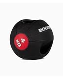 BOOMFIT Balón Medicinal con Asas 4 kg | Entrenamiento Funcional y rehabilitación | Mejora Fuerza, coordinación y Equilibrio | Ideal para casa y Gimnasio | Balones de Ejercicio para Fitness