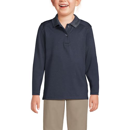 Lands' End School Uniform Girls Long Sleeve Feminine Fit Rapid Dry Polo Shirt X-Large Classic Navy