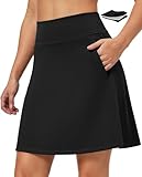 IUGA 20' Golf Skorts for Women with Pockets Tummy Control Knee Length Athletic Tennis Skirts for Women High Waisted Casual Black