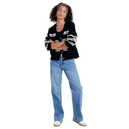 Image of UNIONBAY Women's Julianne Stripe Varsity Cardigan Sweater