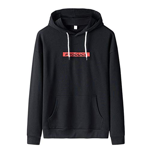 IMJONO Sweatshirt for Men Thanksgiving Back Greeting Card CommemorateAutumn and Winter Casual Hooded Long-Sleeved Sweater Personality Letter Print Sweater Black XXL