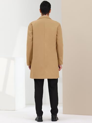 Image of Lars Amadeus Men's Trench Coat Notch Lapel Single Breasted Classic Long Pea Coats Overcoat