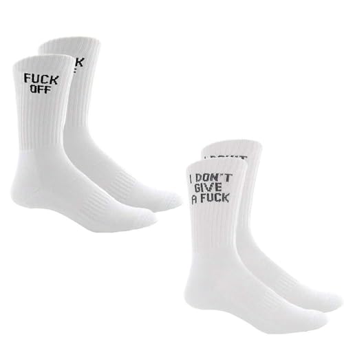 Fashion Men Women Casual Sport Socks With English Letters FUCK OFF&I DON'T GIVE A FUCK 2 Pairs
