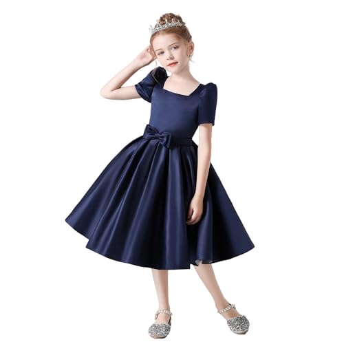dideyttawl Short Flower Girl Dresses Satin Princess Junior Bridesmaid Dress for Wedding Knee Length Ball Gown 650
