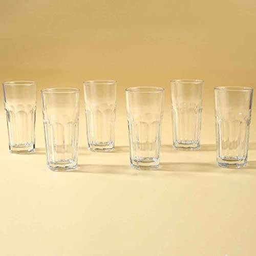 Image of Smartserve Marocco Imported Tall Highball Cocktail /Juice /Beer /Mocktail /Vodka Glass Set, 325ml, Set of 6
