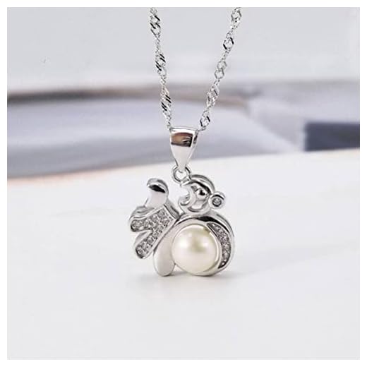 Good dress Damer Gåva Halsband S925 Sterling Silver Lycklig Karaktär Hänge Kvinnliga Sötvatten Pärlhalsband, Fashionabla Tomma Vård Smycken med kedja, 925 silver