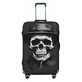 Reise-Gepäckabdeckungen mit Totenkopf- und Hut-Design, schwarz und weiß, elastische Kofferschutzhüllen für Gepäck, 45,7 - 81,3 cm, Schwarz, X-large