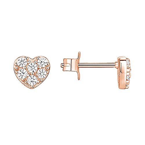 Image of PAVOI 14K Gold Plated 925 Sterling Silver Stud Earrings for Women - Dainty Geometrical Bar Triangle Heart Earrings - Valentines Day Trendy Jewelry