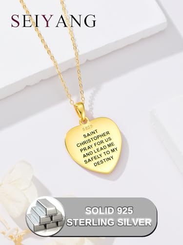 Seiyang Heart Saint Necklace 925 Sterling Silver Patron Amulet Medal Jewelry for Women (with Gift Box)3