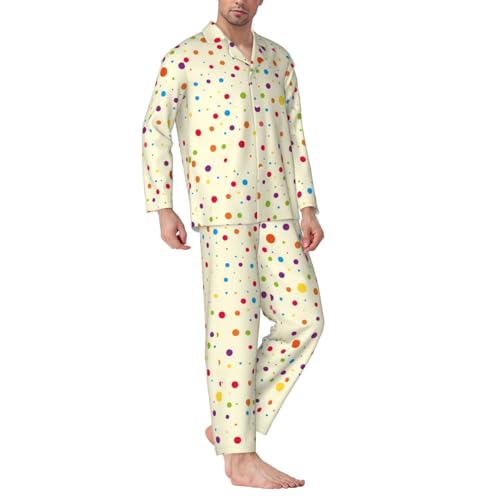 Polka Dots Mans Pajamas Long Sleeve Pajama Set Button Down Pj Pants Set Nightwear Soft Comfy Casual Homewear Suit3