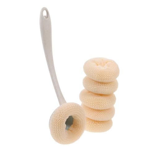 PRETYZOOM 1 Set Fiber Dishwashing Brush Utensils Scourer Scrubbers for Pots and Pans Cleaning Scrubbing Dishwashing Brushes Kitchen Scrub Brush Handled Dish Wand Handheld Plastic