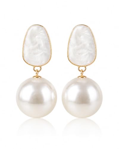 Elegant Korean Pearl Drop Earrings for Women | Gold Plated Minima...