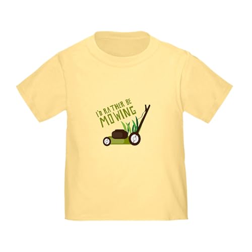 CafePress Rather Be Mowing T Shirt Toddler Graphic Tee, 100% Cotton Daffodil Yellow