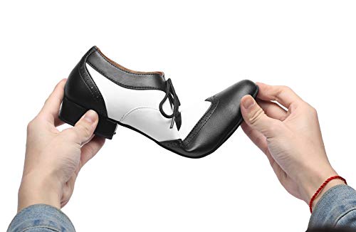 Minishion Dancing Shoes for Men 1" Standard Heel Leather Ballroom Dance Shoes