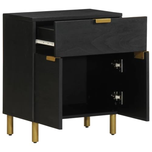 Table de chevet noire commode de rangement contre l'humidité en bois - 4