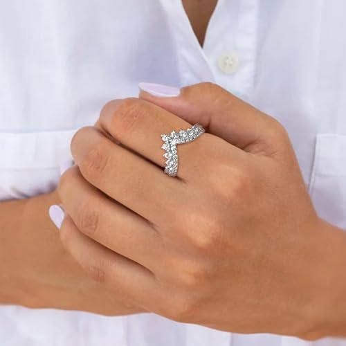 STARCHENIE Wishbone V Shaped Ring for Women 925 Sterling Silver Stackable Engagement Wedding Band Anniversary Rings Size 6-93