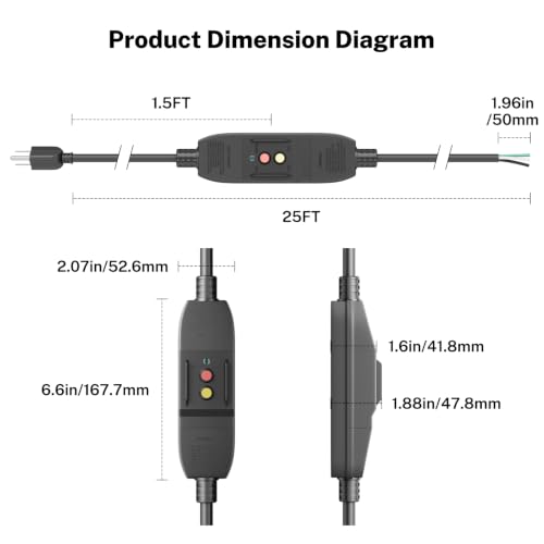 Image of FIRMERST Hot Tub GFCI Power Cord Replacement, in-Line, 25 FT, 14 /3 SJTW