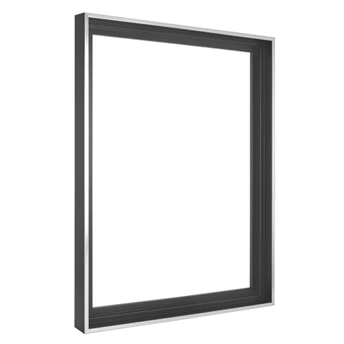 MCS Canvas Float Frames 18x24 Canvas Black & Silver Frame Vertical & Horizontal Wall Hanging Large for Canvas Paintings (1-Pack)