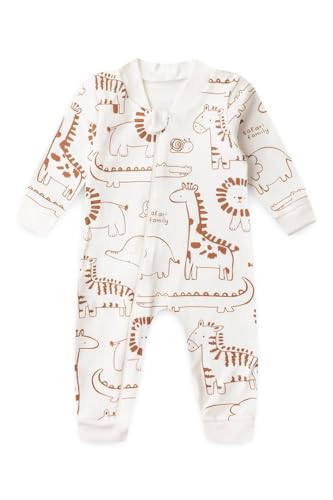 Macacão Bebê Unissex sem Pé Suedine Estampado (RN/P/M/G) - Off White Selva - RN